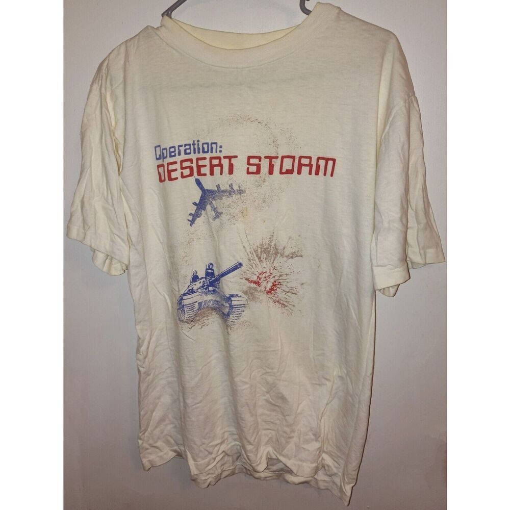 ESPRIT Operation Desert Storm T-Shirt Vintage 90s White Mens LG Single Stitch